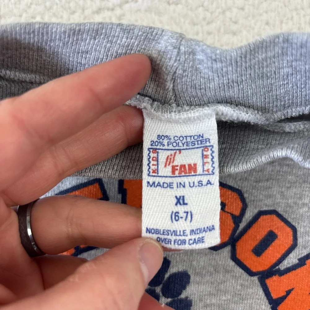 VINTAGE CLEMSON TIGERS Childrens Sweatshirt XL (6-7) Gray‎ Youth Boys Girls LS